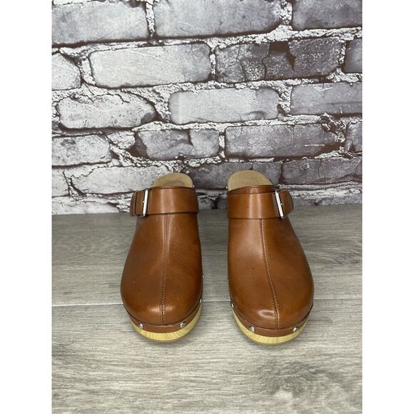 Clarks Artisan Brown Leather Round Toe Strap Stud Heel Shoes Women Sz 6M US/36EU - Picture 11 of 16